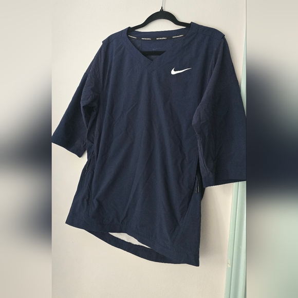 Nike Men's  Hot Baseball Wind Jacket V-Neck Black 3/4 Sleeve. Size S - Picture 6 of 16